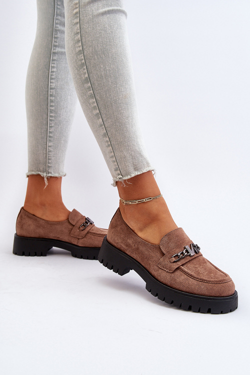 Dámské kožené mokasíny s ozdobou tmavě zelené Loraleima