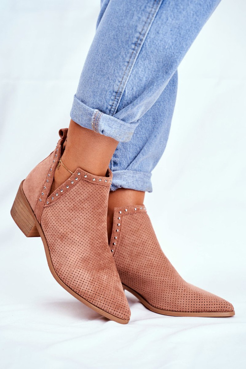 Dámské Kotníkové Boty Na Podpatku Růžové Margate