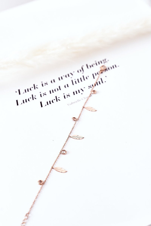 Náramok s perím a ružovým zlatom zirkónov