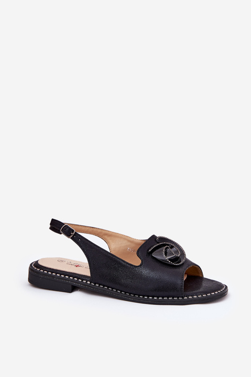 Lesklé Dámske Sandále S Ozdobou S.Barski KV51-006 Čierne