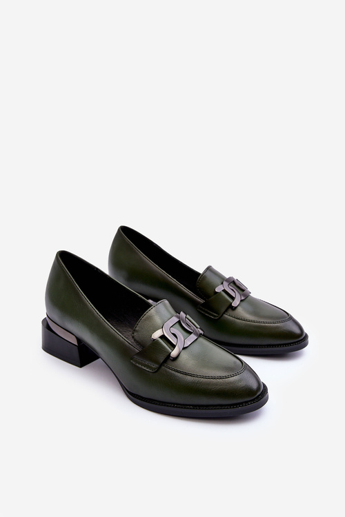 Tmavo zelené kožené topánky Sakina s vysokými podpätkami