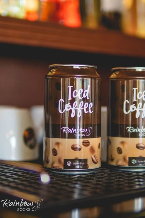 Dúhové ponožky ponožky v konzervovaných plechovkách mrazená káva 1 pár