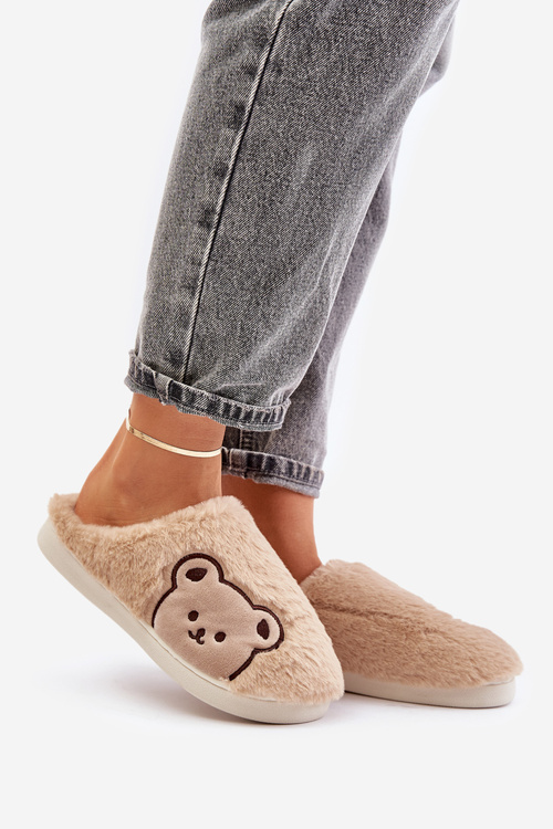 Dámské Fleece Pantofle S Medvědem Béžové Fiorinella