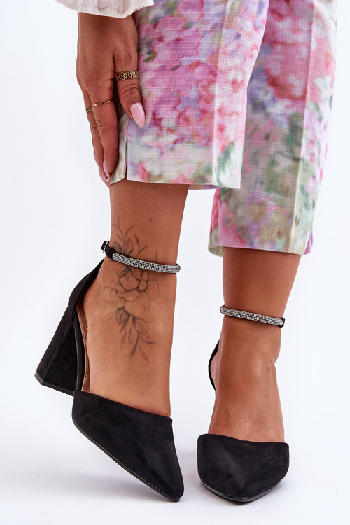 Semišové čerpadlá s zirkónmi čierny diamant