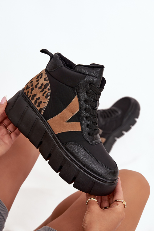 Kožené dámske platformové čižmy vyhrievané Vinceza 66838 Čierne