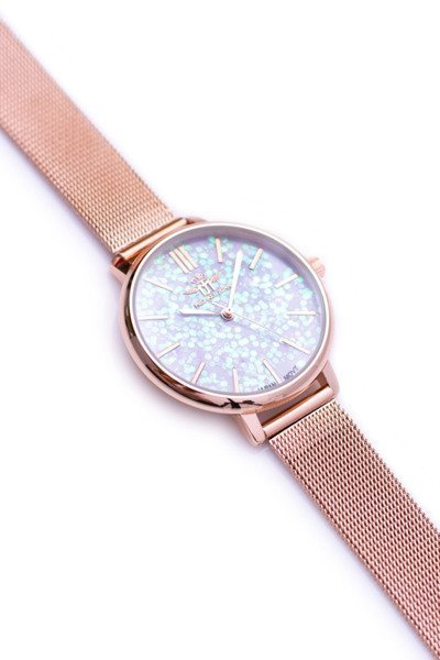 Michael John Dámské hodinky zelená třpyt vytáčení Růžové Zlato Eneli