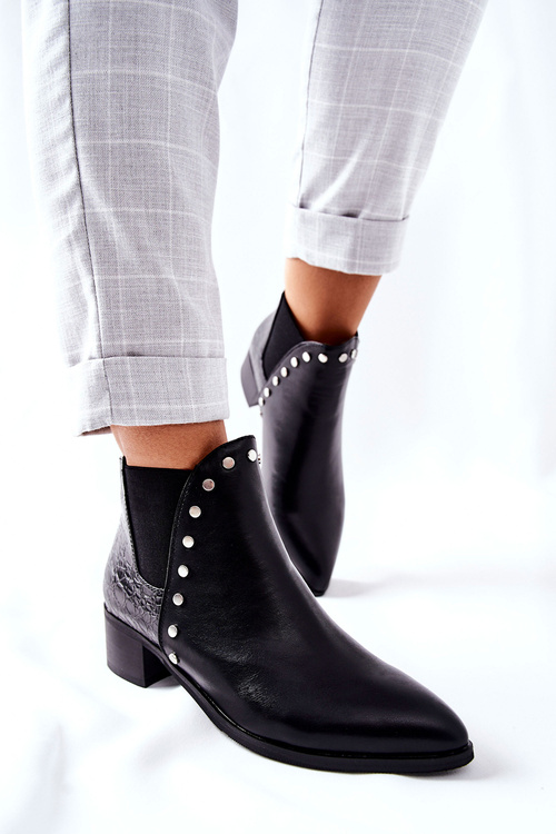 Dámské Chelsea Boty Na Podpatku Černé Barretos