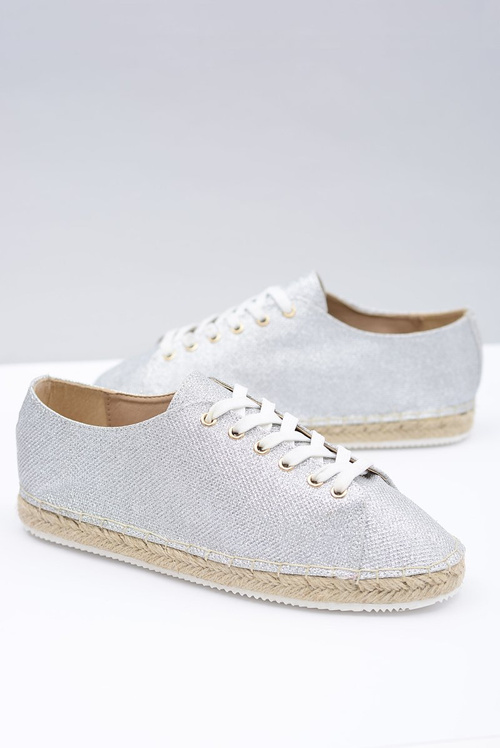 Lu Boo | Srebrne Brokatowe Lniane Espadryle Fairy