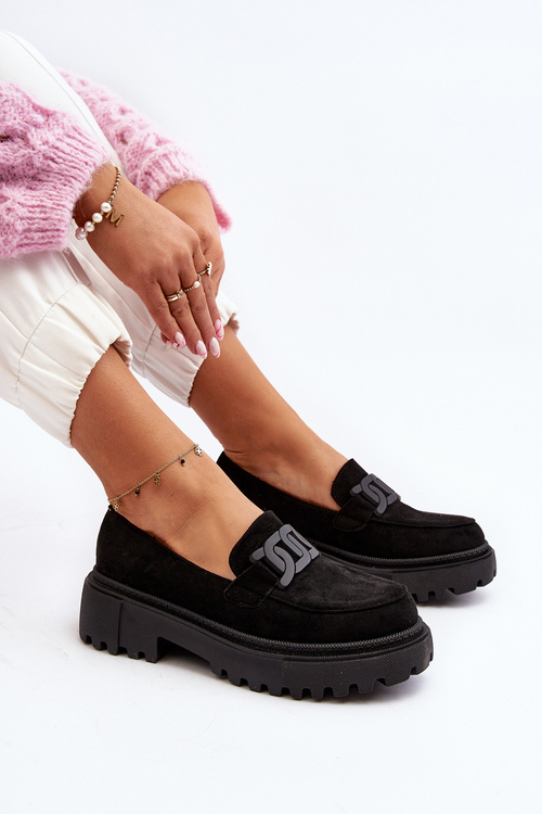 Dámske mokasíny so reťazom čierne Mevre