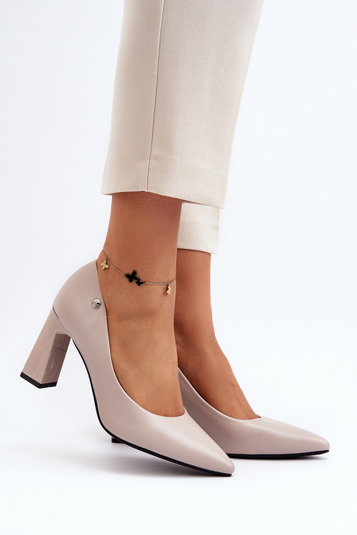 Topánky na opätku z ekokože sivé Giseleni