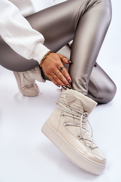 Dámské módní šněrovací boty do sněhu Světle béžová Carrios