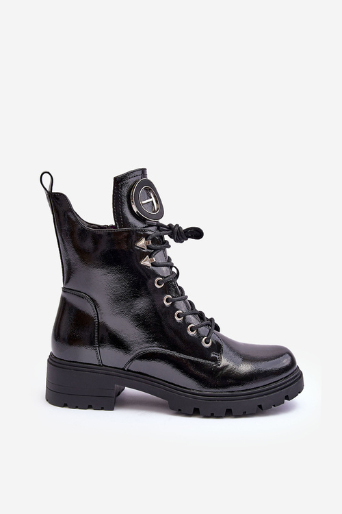 Lakované Workery Botky s Ozdobou Černá Emmber