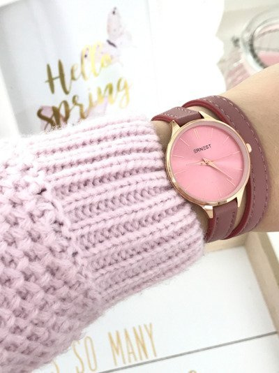 Dámske hodinky Ernest Jules tmavo ružová