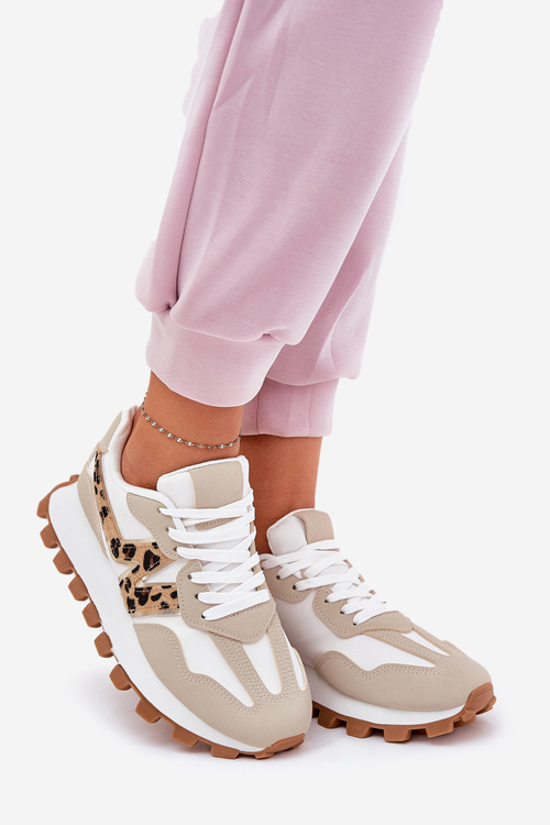 Tenisky Sportovní Boty Dámské Leopardí Béžové Kalelia