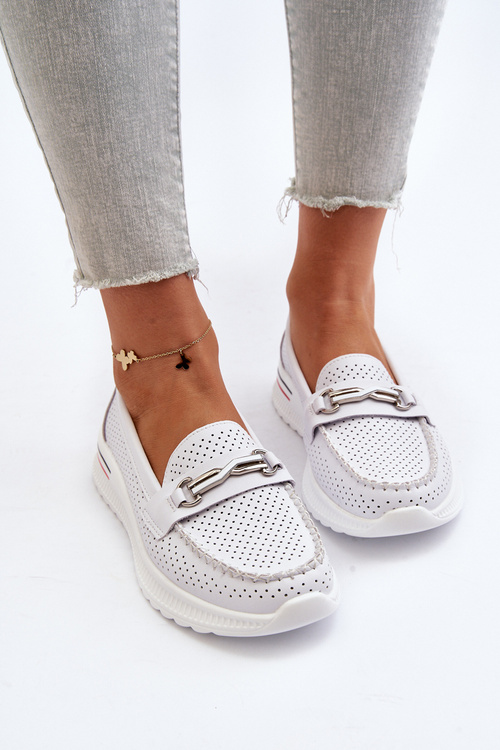 Bílé dámské kožené mokasíny Veridinna