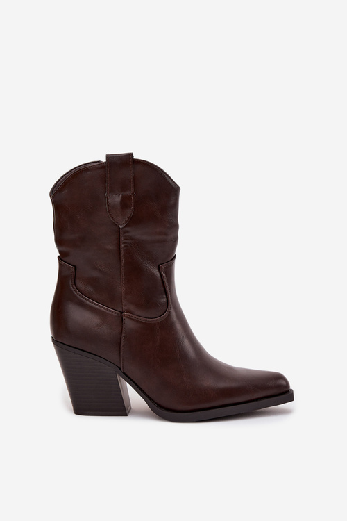 Dámské Kovábojky Eko Kůže Na Podpatku Čokoládové Sorelia