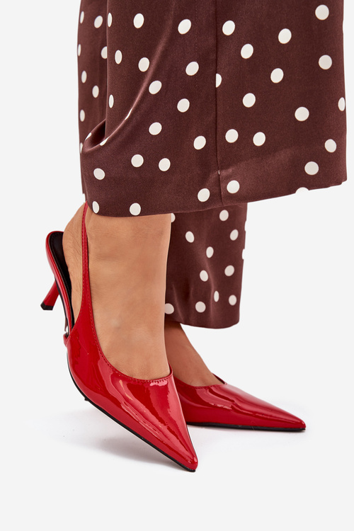 Lakované Lodičky Na Ihlovom Opätku S Odkrytou Pätou Červené Talira