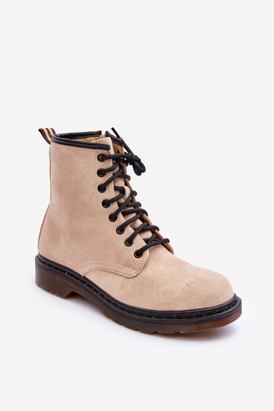 Ploché Botky Workery Z Ušlechtilé Kůže Bežové Asteoris