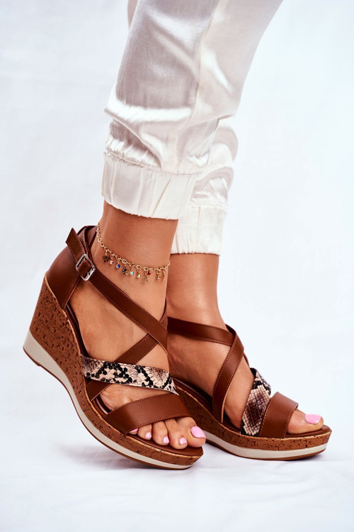 Dámske sandále pre klin Sergio Leone Brown SK309