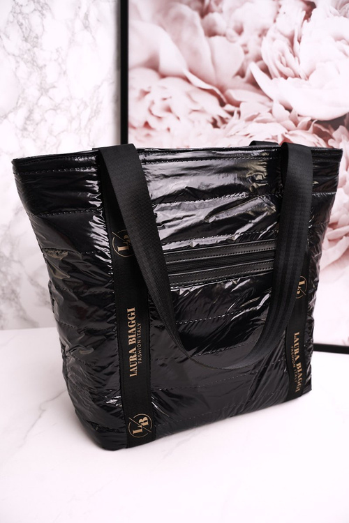 Veľký nakupujúci Laura Biaggi Bag Black Golden Logo
