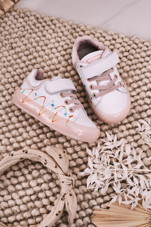 Dětská Sportovní Obuv Se Zářící Podrážkou LED Bílé-Růžové Disco