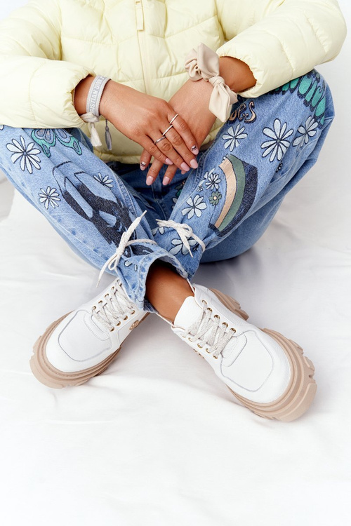 Dámské Kožené Polobotky Lewski Shoes 3011-00 Bílé