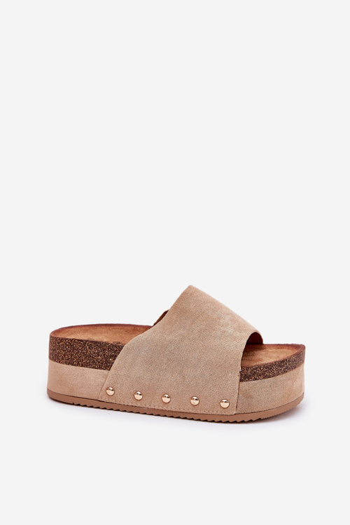 Dámské sandály na masivní platformě eko semiš Khaki Vinnibe