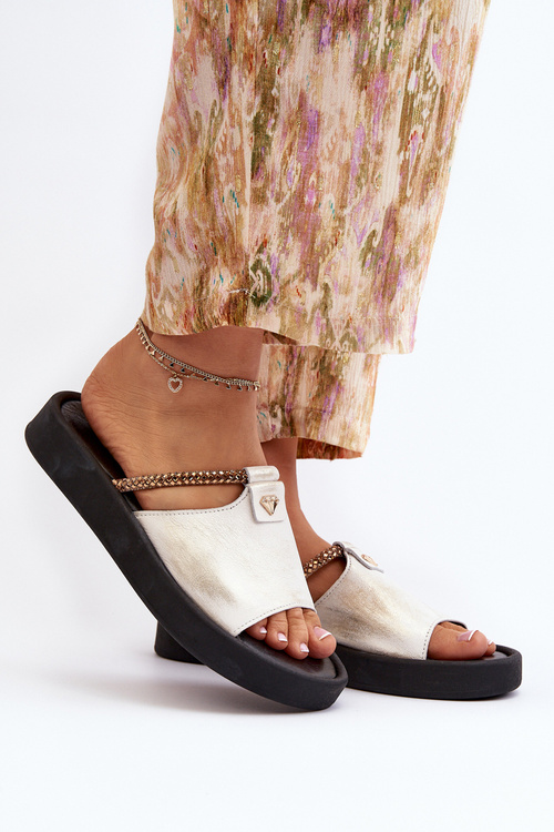 Kožené dámske sandále Zazoo 2659/005 strieborné