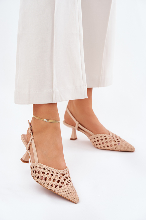 Lodičky S Špicatou Špičkou A Otevřenou Patou Béžové Umirana