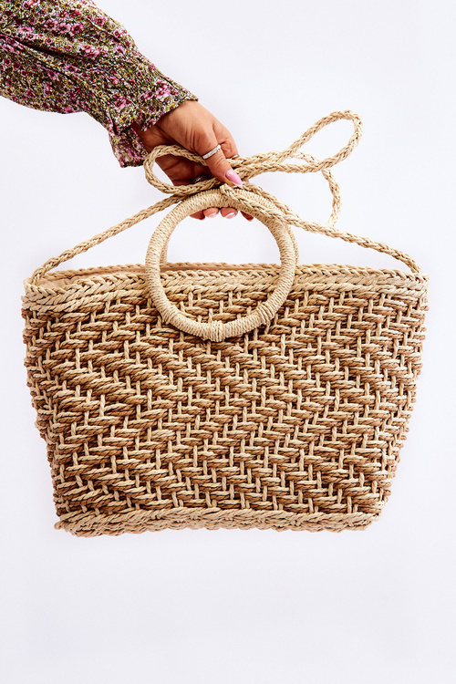 Módní velká kabelka na zip béžová