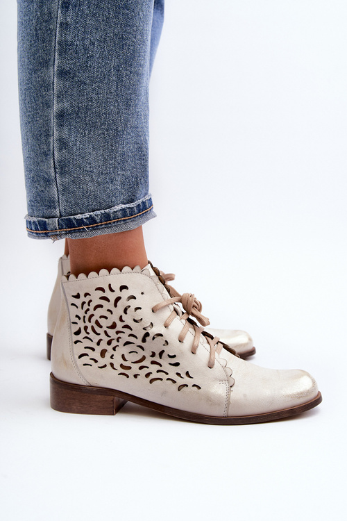 Dámské boty s šněrováním Zazoo 2871 zlaté potřené