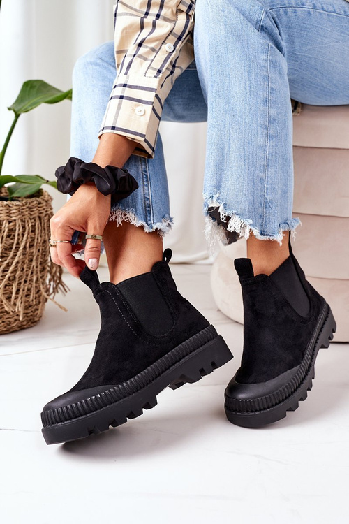 Suede Workers on the Black Come With Me Platform