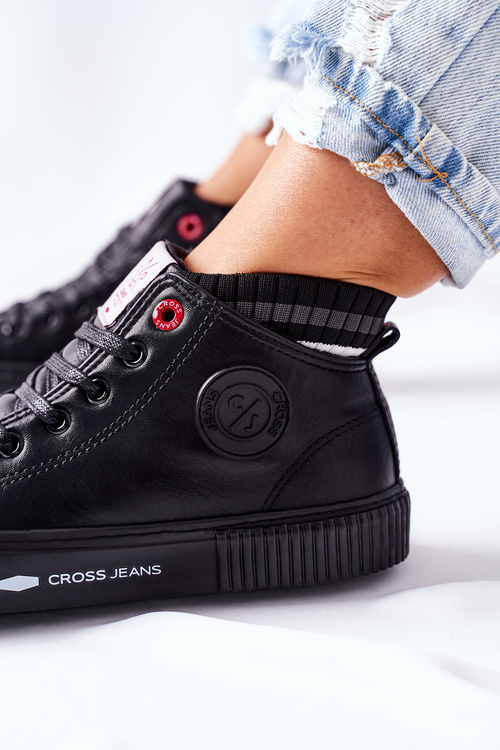 Dámske tenisky krížové džínsy High Black II2R4021