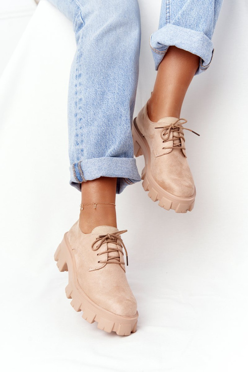 Dámské Semišové Panofle Oxfordky Na Platformě Nude Imogen