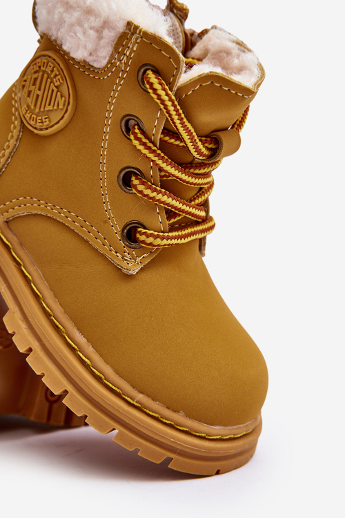 Detské topánky zipsových topánok s kabátom s ovčou kožou Camel Marialee