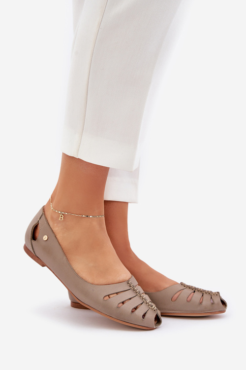 Zazoo 10009 Pohodlné dámske kožené baletky tmavobéžové