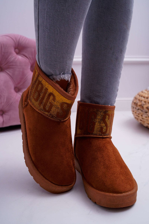 Dámske snehové topánky Izolované hnedé veľké hviezdy EE274259