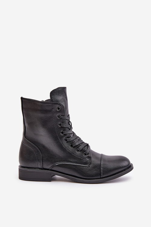 Zateplené boty z eko kůže na zip černé Leanaris