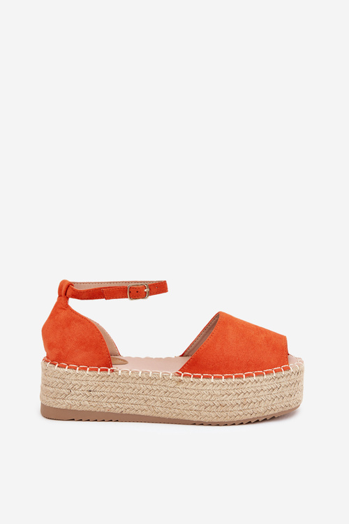 Dámske espadrilky na platforme s pletením oranžové Selise