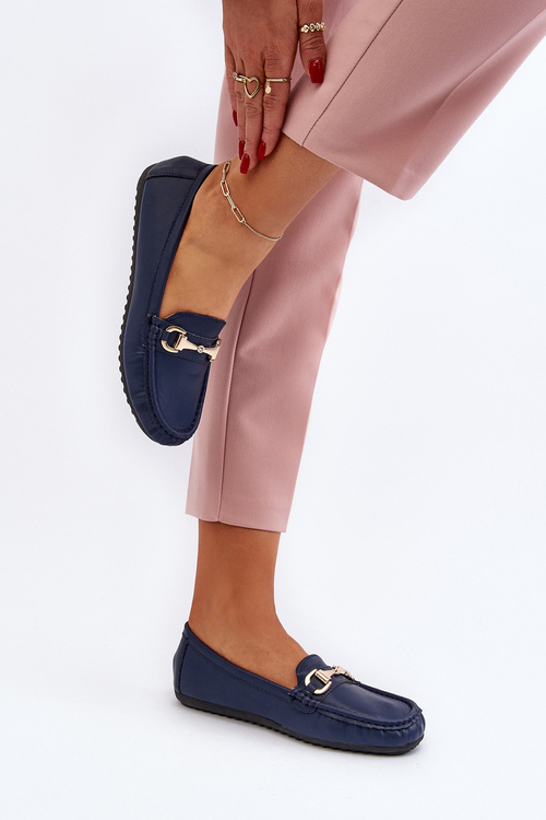 Dámské klasické mokasíny z ekokože v tmavě modré Demese