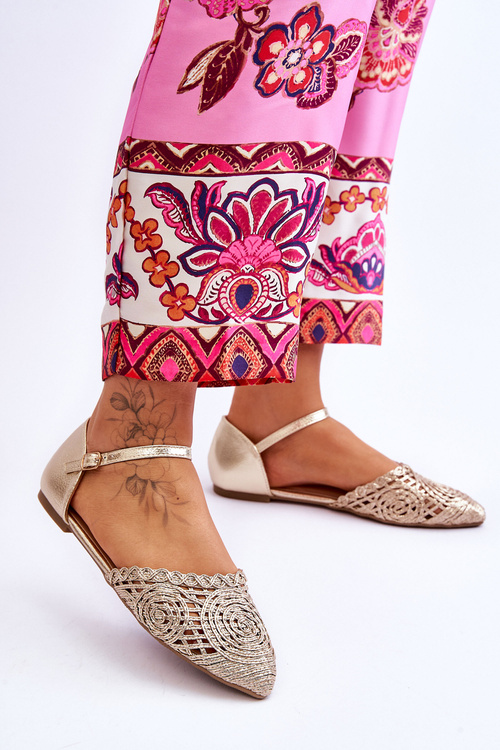 Elegantní dámské sandály ploché zlaté Sheia