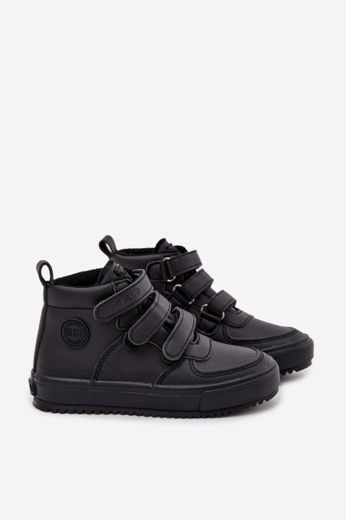Zateplené boty sneakers pro děti na suchý zip Big Star SS374070 Černé