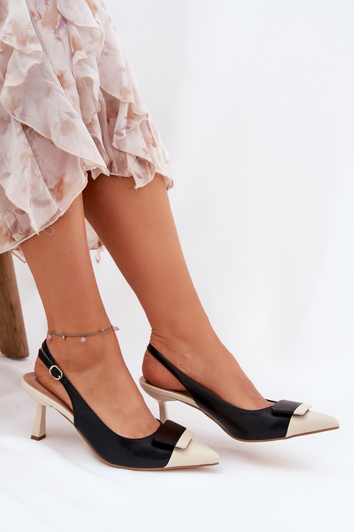 Elegantní Lodičky S Dekorací Eko Kožené Černé Ottoles