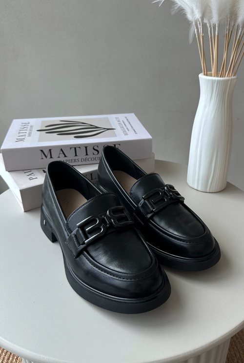 Elegantné čierne dámske kožené mokasíny Triana