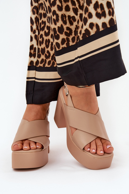 Dámské Sandály Na Podpatku A Platformě Z Eko Kůže Khaki Annavin