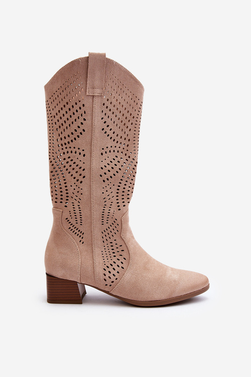 Béžové čižmy na nízkom opätku Walea