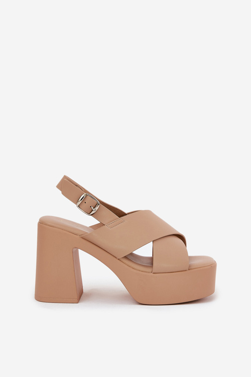 Dámske Sandále Na Opätku A Platforme Z Eko Kože Khaki Annavin