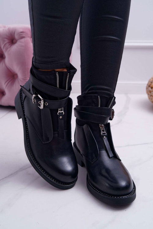 Ploché dámske topánky s kryštálmi čierna Denovio svorka