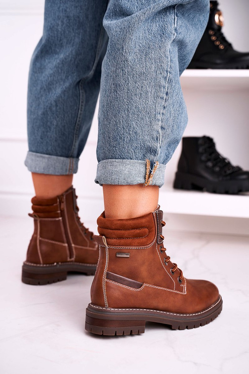 Dámské Kotníkové Pracovní Boty Izolované Hnědé Timber