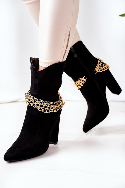 Teplé Boty Na Podpatku Černé Good Impression